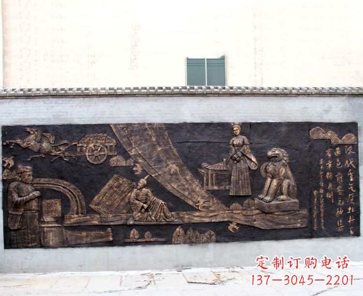 辽宁“汉代重气质，牡丹留正色”中国传统文化浮雕壁画，玻璃钢仿铜园林墙壁装饰壁画