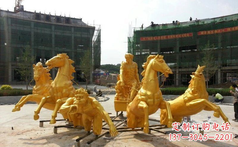 辽宁阿波罗战车玻璃钢仿铜景观雕塑
