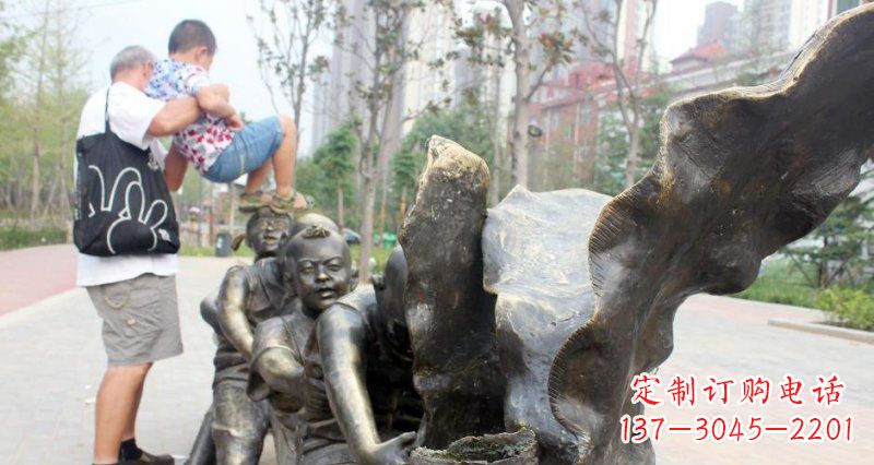 辽宁拔萝卜的儿童小区景观铜雕
