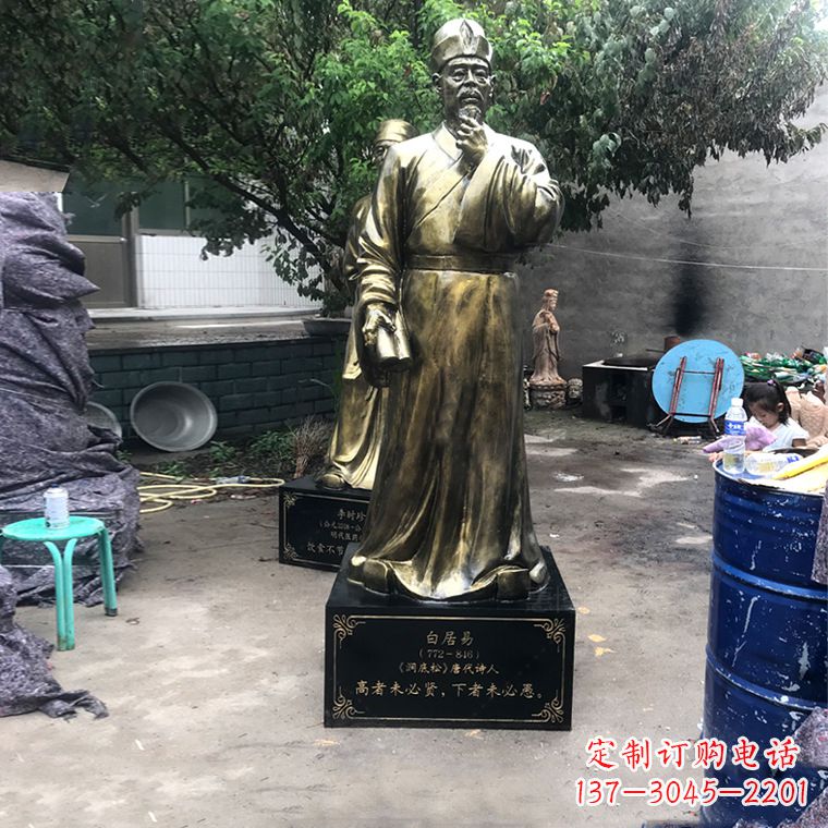 辽宁白居易仿铜雕像经典中国古代诗人的艺术再现