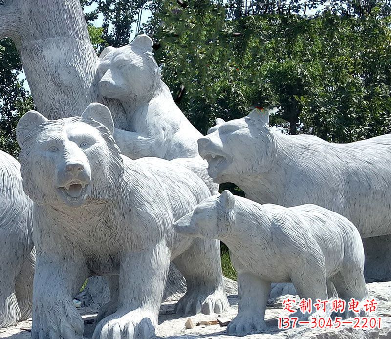 辽宁优雅神秘的北极熊石雕大理石动物雕塑