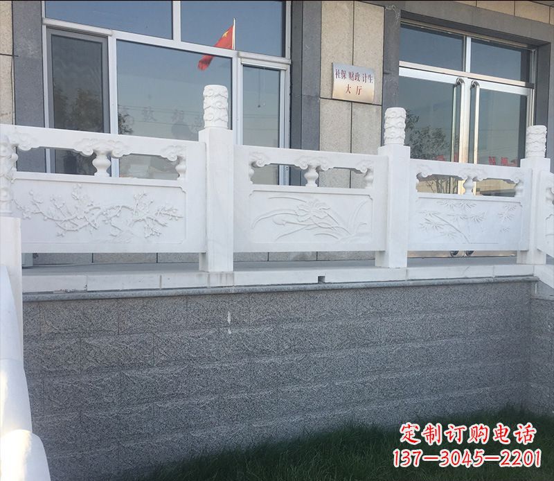 辽宁别墅汉白玉栏板景观石雕 (2)