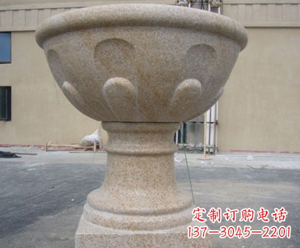 辽宁别墅景观大理石花盆石雕 (3)