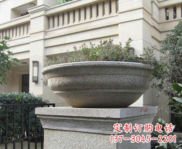 辽宁别墅景观大理石花盆石雕 (5)