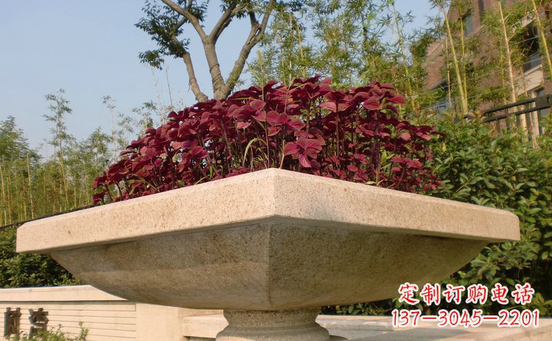 辽宁别墅景观大理石花盆石雕_1