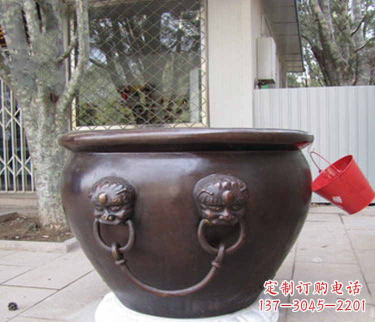 辽宁招财进宝水缸铜雕塑摆件