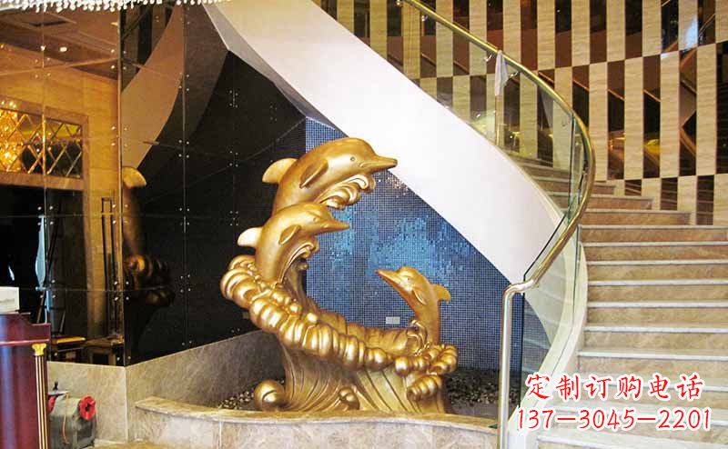 辽宁玻璃钢海豚雕塑精美的艺术精品