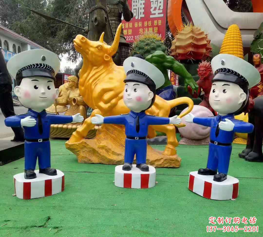 辽宁玻璃钢制作的交通警察雕塑