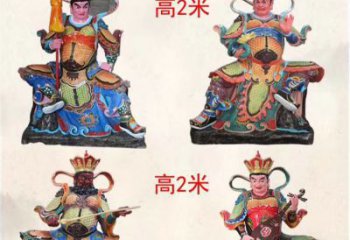 辽宁玻璃钢彩绘四大天王雕塑宏伟壮观的艺术珍品