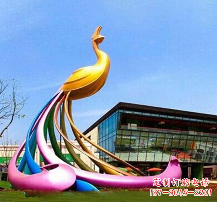 辽宁不锈钢彩色孔雀雕塑——美轮美奂的艺术精品