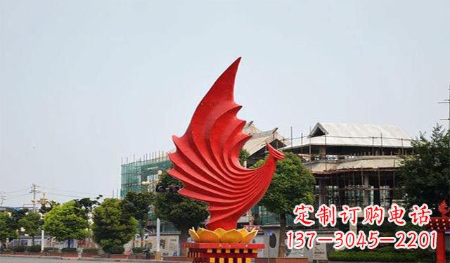 辽宁不锈钢凤凰雕塑象征着城市繁荣