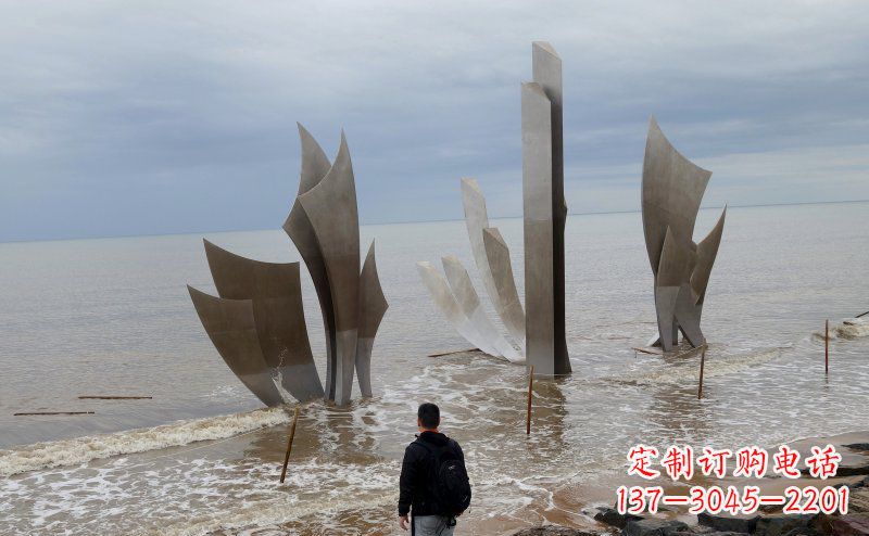 辽宁不锈钢船帆海边景观雕塑