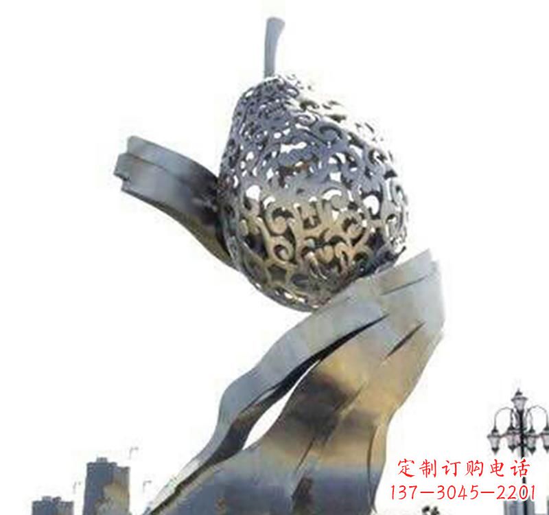 辽宁不锈钢梨雕塑艺术结合精美外形