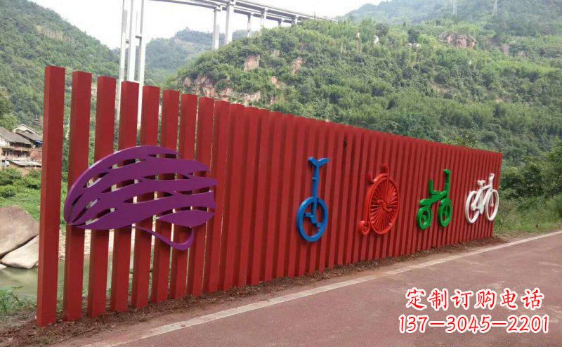 辽宁不锈钢自行车雕塑点缀公园景观