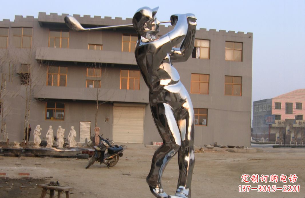 辽宁不锈钢打高尔夫球广场雕塑