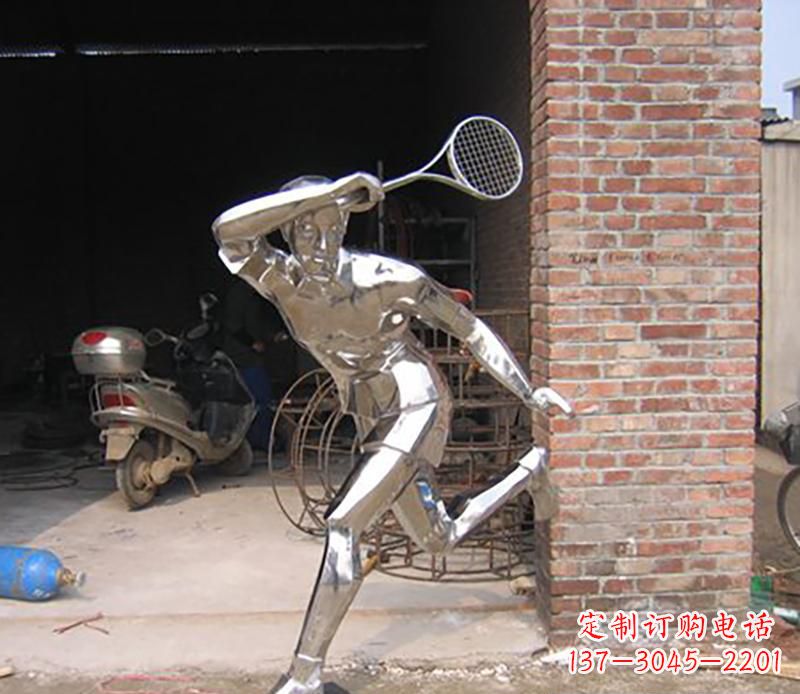 辽宁不锈钢打羽毛球雕塑