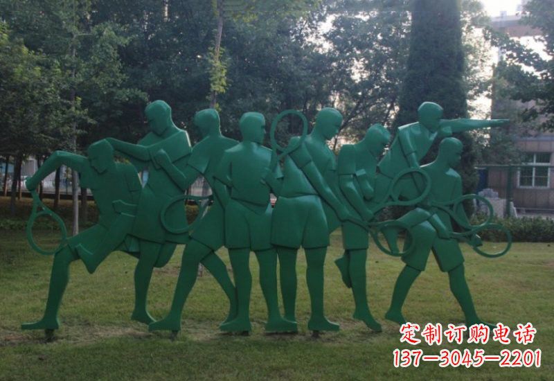 辽宁不锈钢打羽毛球人物雕塑