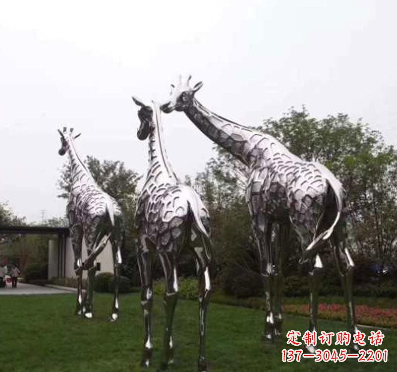 辽宁精美的不锈钢大型长颈鹿雕塑