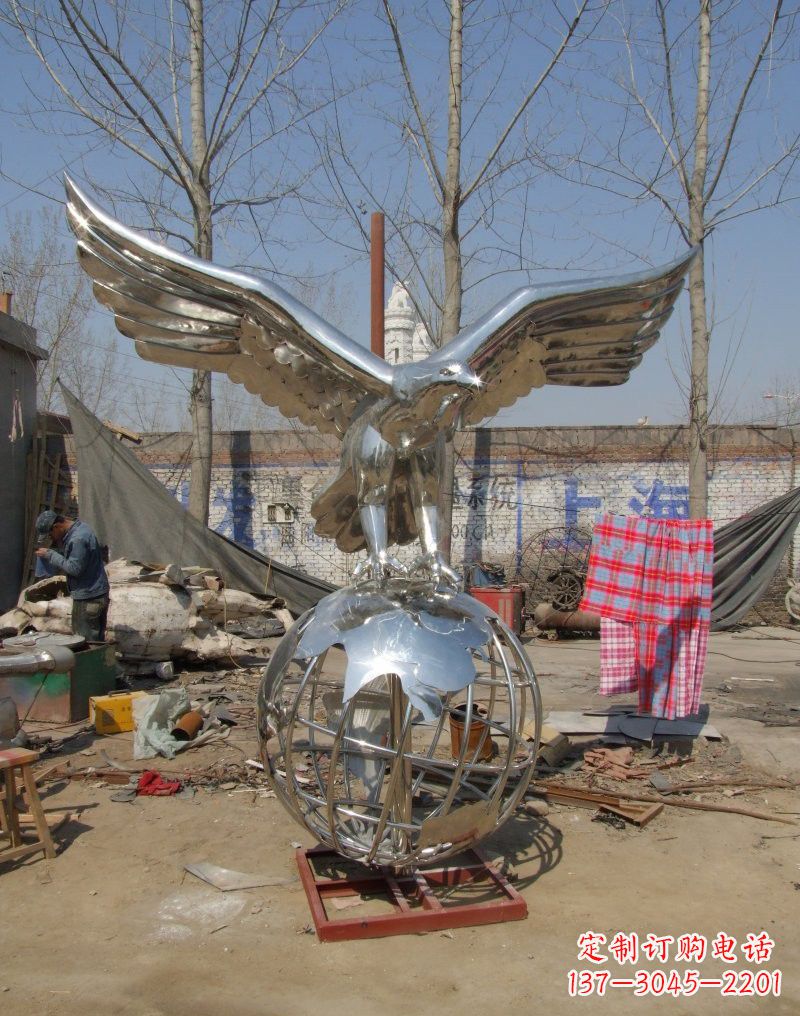 辽宁老鹰雕塑不锈钢大展鸿图