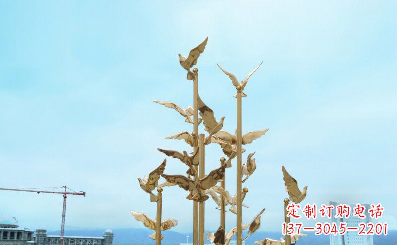 辽宁不锈钢飞翔的鸽子雕塑传递自由、和平的美好祝愿