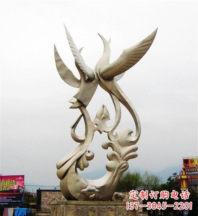 辽宁不锈钢凤凰雕塑传承古代美学