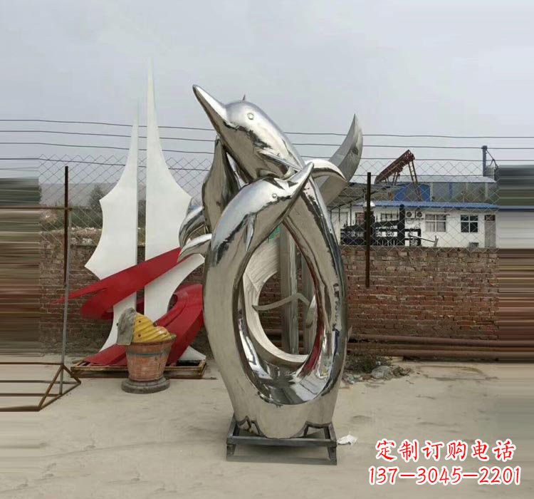辽宁不锈钢海豚雕塑——象征着动物自由的象征