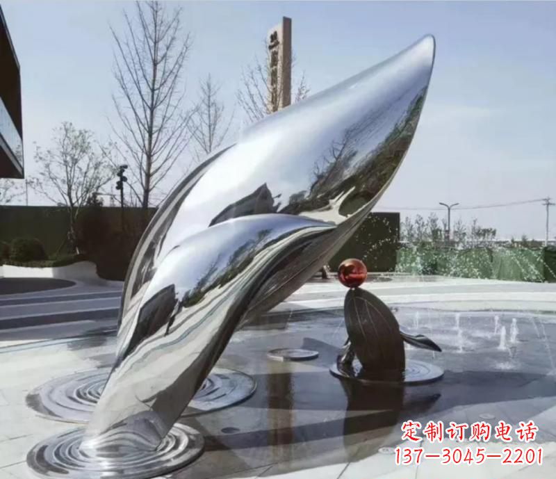 辽宁精美不锈钢海豚雕塑