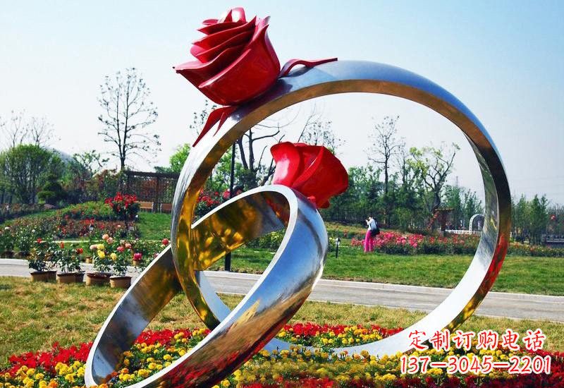辽宁不锈钢公园玫瑰花戒指雕塑精致精美的礼物