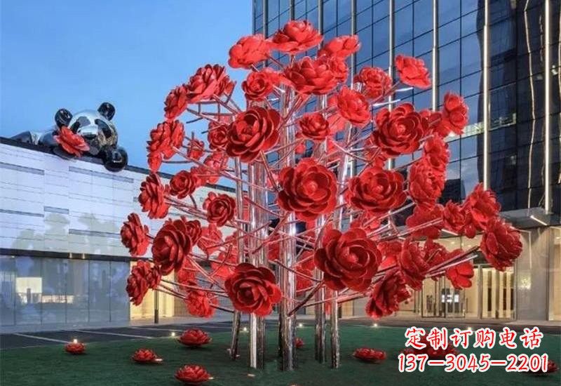 辽宁不锈钢公园玫瑰花树雕塑——让玫瑰长驻公园