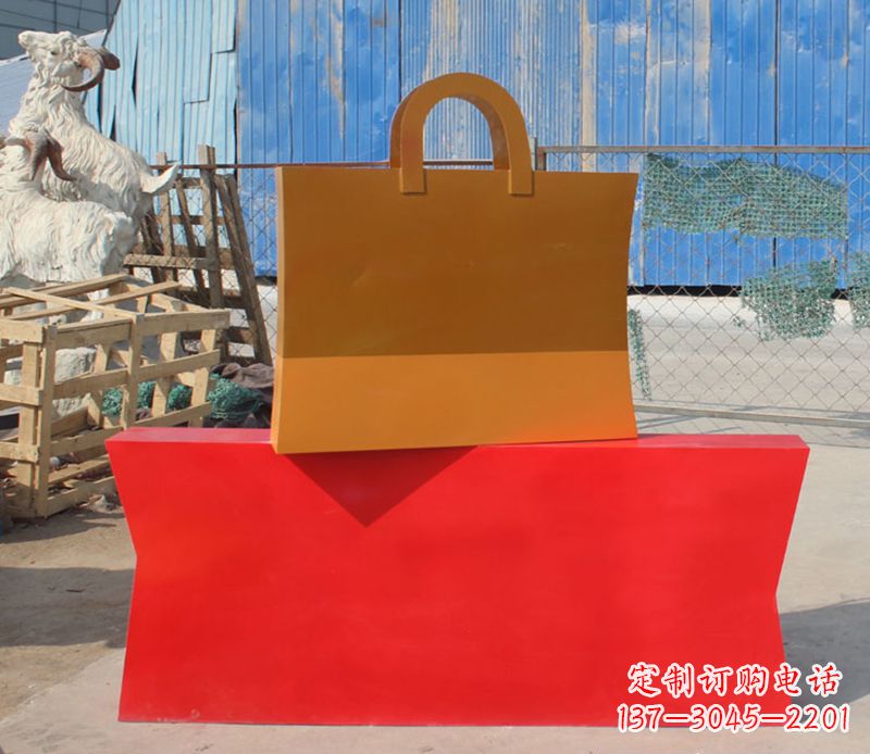 辽宁精美不锈钢购物袋雕塑