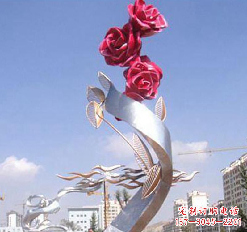 辽宁不锈钢玫瑰雕塑,点缀广场景观