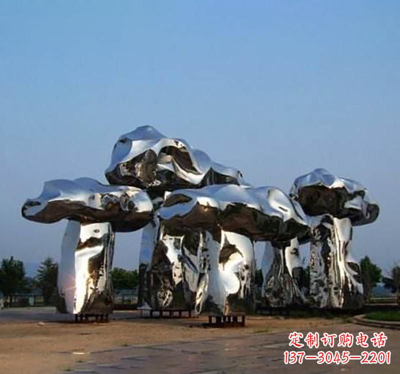 辽宁不锈钢镜面蘑菇雕塑精致灵动的美学