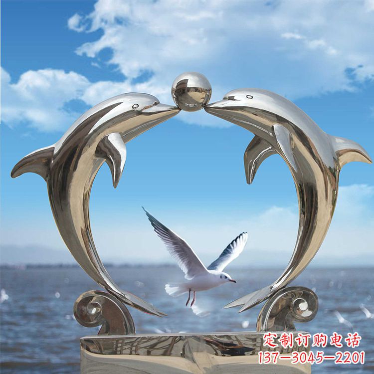 辽宁不锈钢海豚雕塑精美的海洋之美