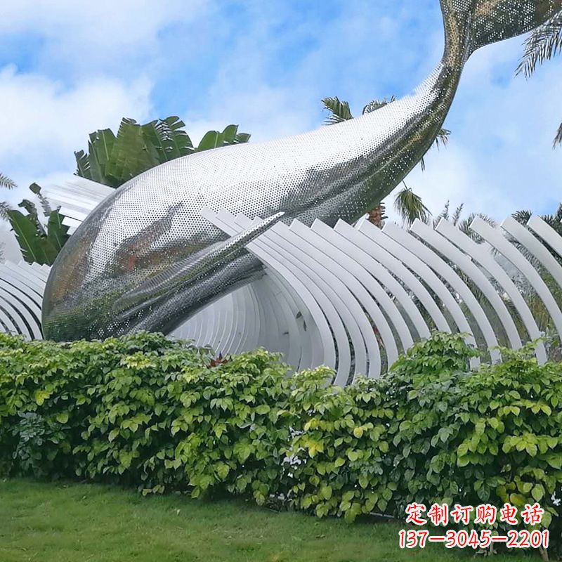 辽宁海豚雕塑镜面鲸鱼创意动物景观