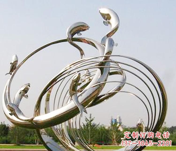 辽宁不锈钢海豚雕塑美丽而又神秘