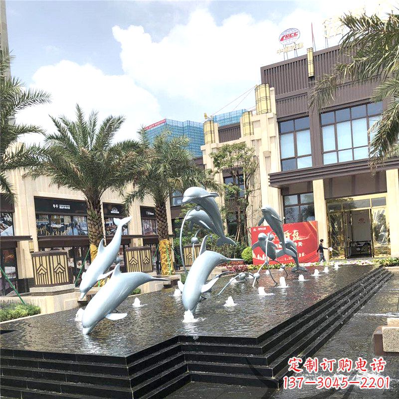 辽宁精美海豚喷泉,点缀城市企业街道