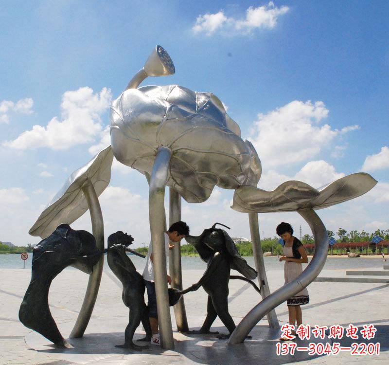 辽宁荷花之美——不锈钢荷花广场雕塑