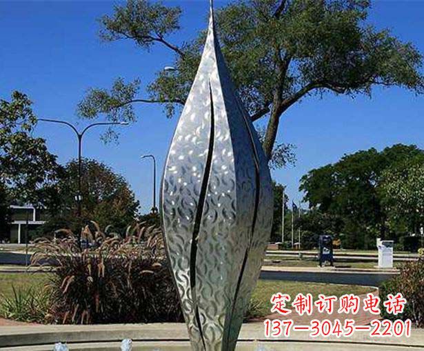 辽宁不锈钢花骨朵喷泉雕塑精致细节展现精美艺术