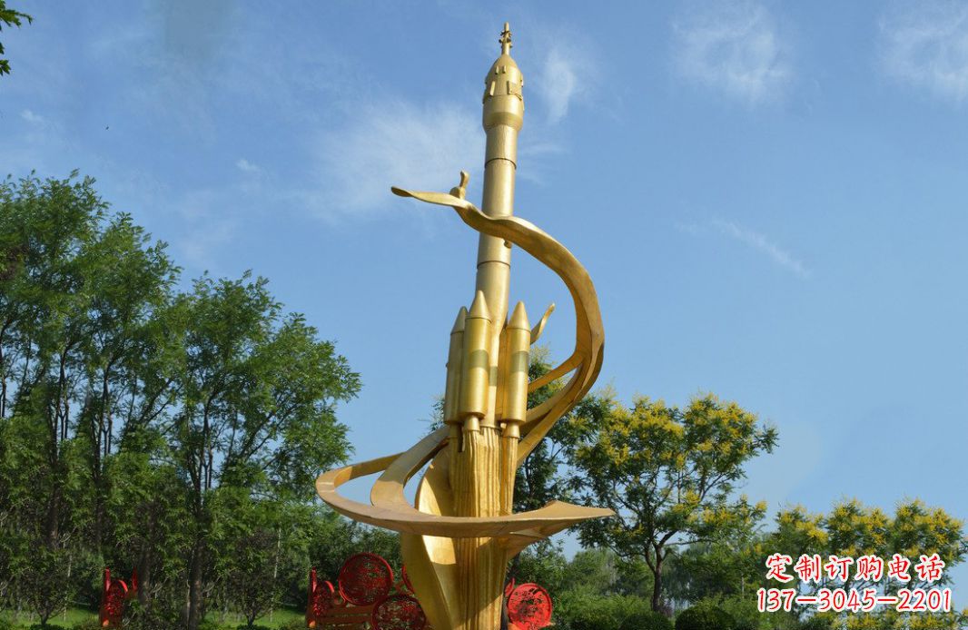 辽宁火箭飞向蓝天不锈钢火箭广场景观雕塑
