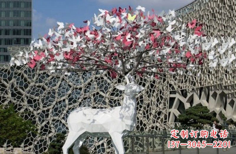 辽宁不锈钢几何小鹿雕塑精致之美