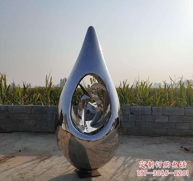 辽宁不锈钢水滴雕塑展现自然之美
