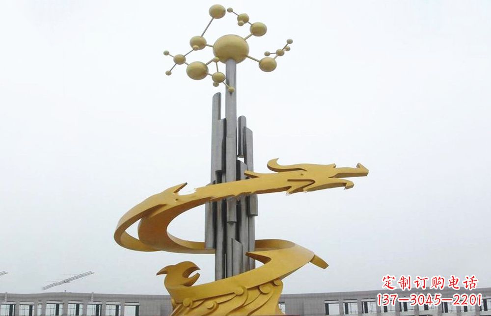 辽宁龙雕塑——点缀不锈钢城市景观