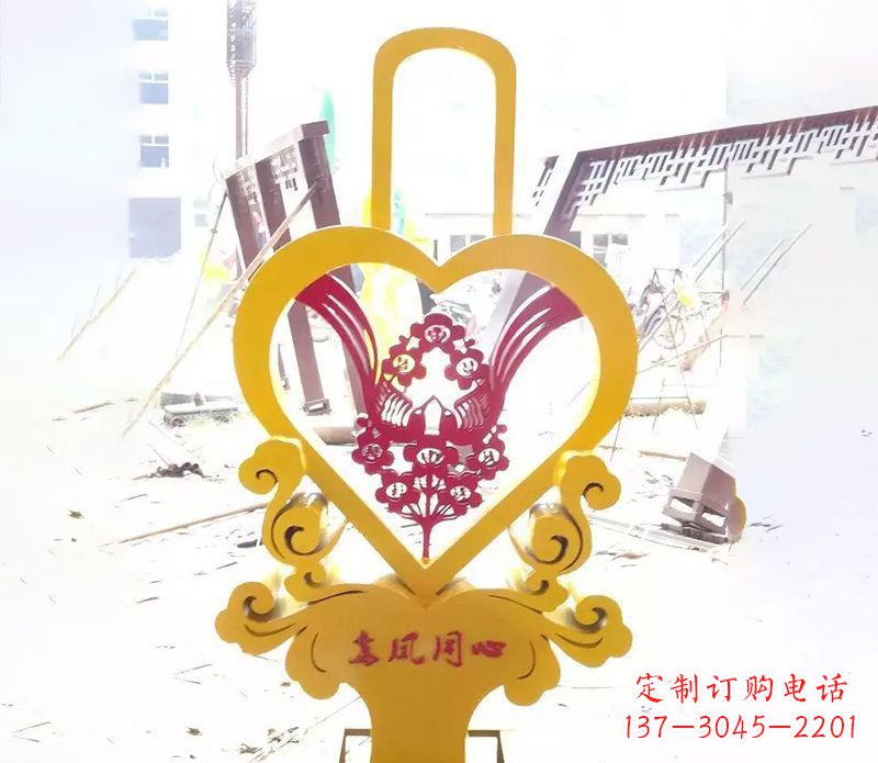辽宁不锈钢龙凤同心雕塑精美雕刻传递着浓浓爱意