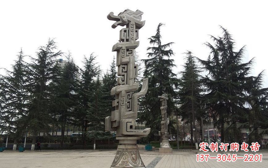 辽宁不锈钢龙柱雕塑引领公共景观