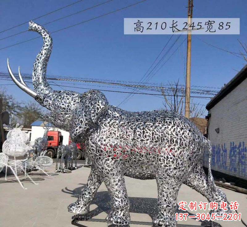 辽宁不锈钢镂空大象雕塑精美绝伦的艺术品