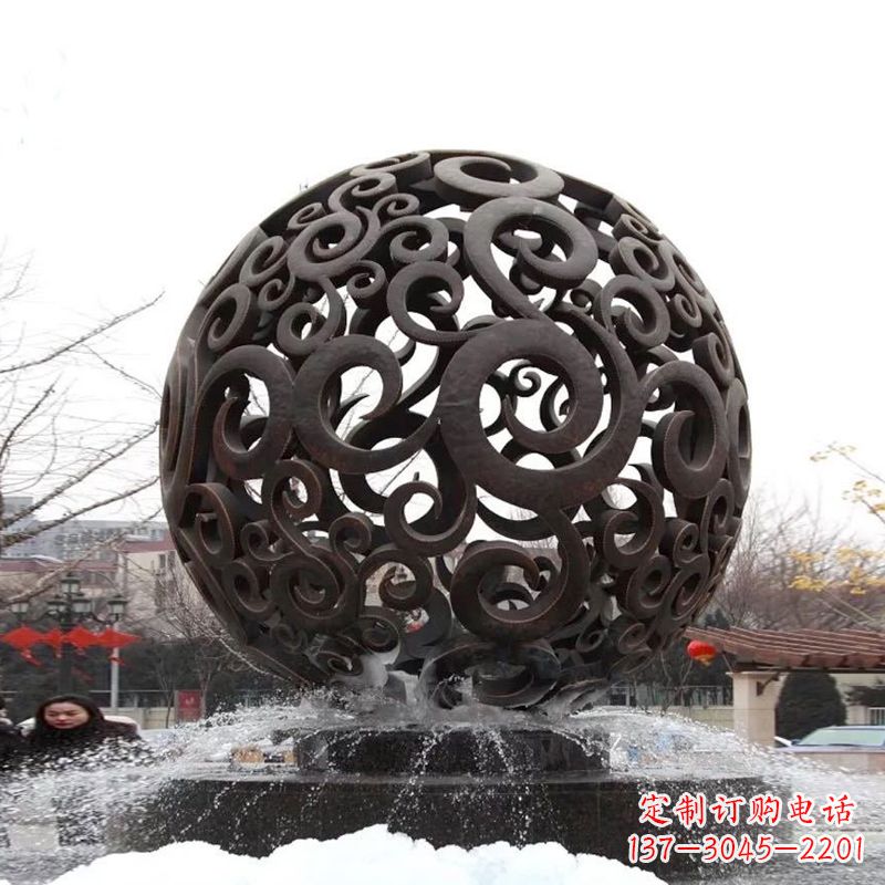 辽宁不锈钢镂空球水景喷泉雕塑