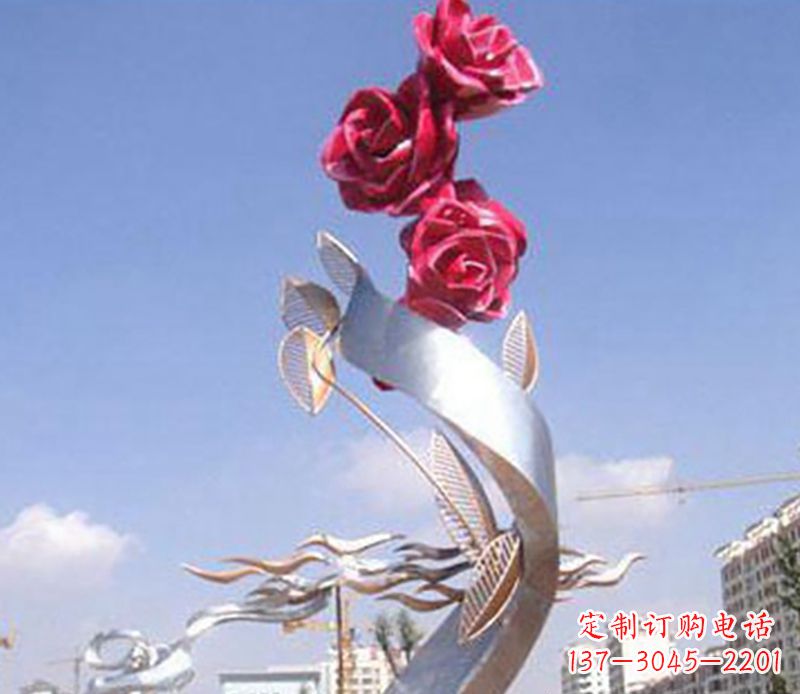 辽宁不锈钢玫瑰雕塑精美的艺术品