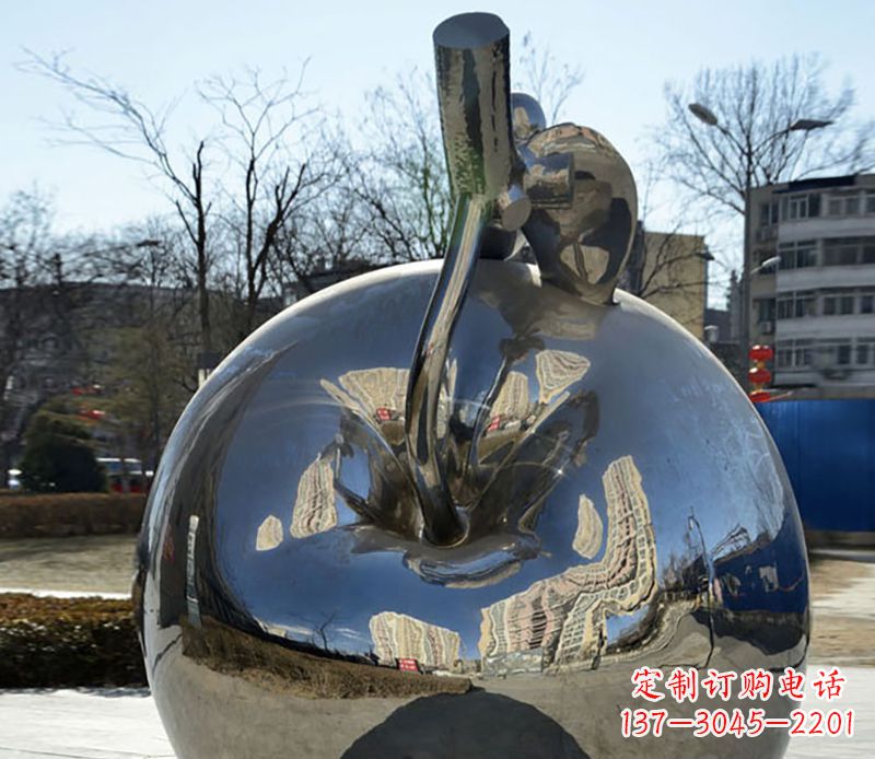 辽宁不锈钢苹果镜面雕塑精美绝伦