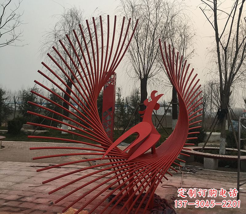 辽宁不锈钢网状凤凰雕塑精美的艺术之作