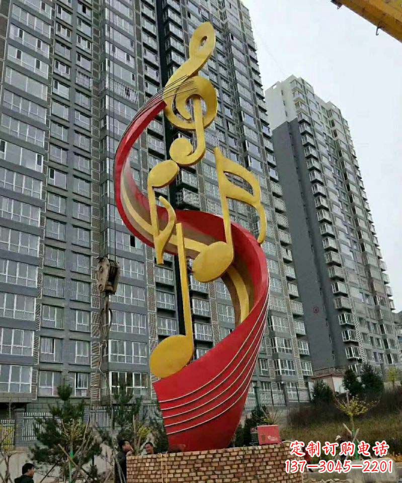 辽宁不锈钢小区音符雕塑传递音乐的魅力